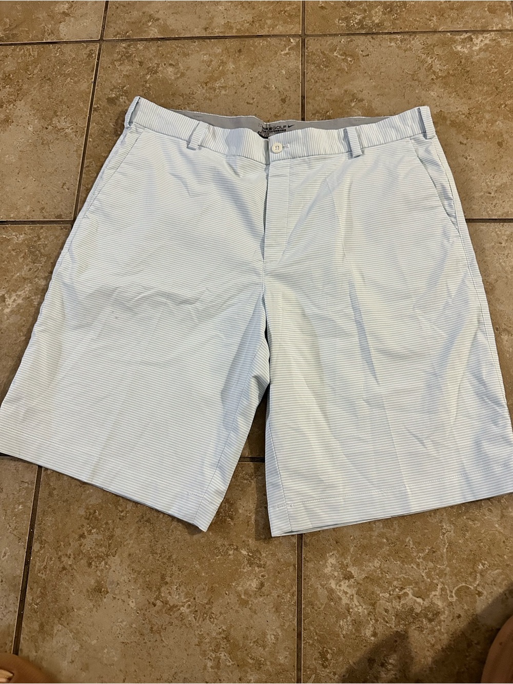 Nike Men's Light Blue Pinstripe Flat Front Shorts
